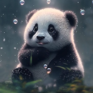 Baby Panda - Polsterstoff-Panel aus Samt - Stoff für einen Kissenbezug - verschiedene Größen