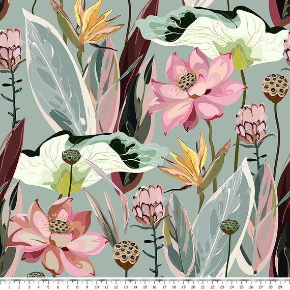 Cotton Sweatshirt Lotus Flowers