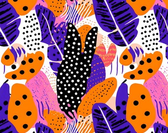 Orange and Purple Painting - 100% cotton fabric