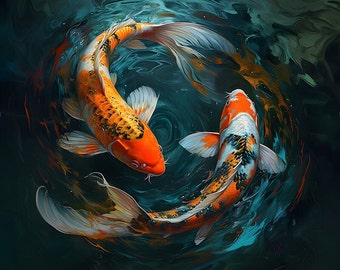 Koi Fish I - Pannello in velluto - diverse dimensioni - tessuto per federa