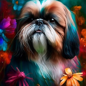 Shih tzu II - waterproof fabric panel for a bag