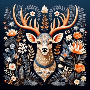 Cerf II - Panneau de velours d&#39;ameublement - Tissu pour taie d&#39;oreiller - Différentes tailles