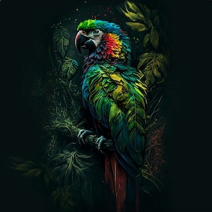 Parrot in the Jungle - upholstery velvet panel - fabric for a pillowcase - different sizes