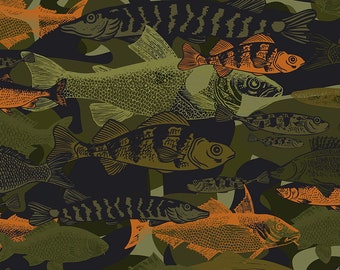 Camouflage fish - Jersey Cotton fabric