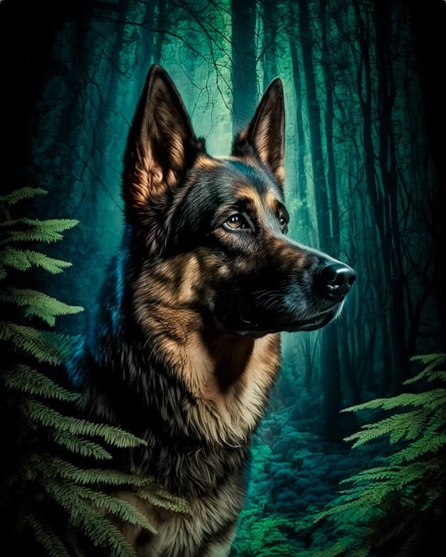 German Shepherd - waterproof fabric panel for a bag