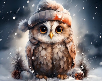 Cute Baby Owl - Panneau de velours - tissu 47x47cm / 18.5"x18.5" pour une taie d'oreiller