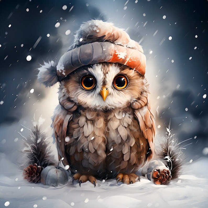 Cute Baby Owl Panneau de velours tissu 47x47cm / 18.5x18.5 pour une taie d'oreiller image 1