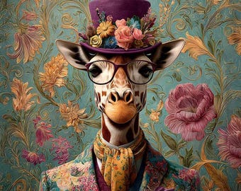 Elegant Giraffe I - upholstery velvet panel - fabric for a pillowcase - different sizes