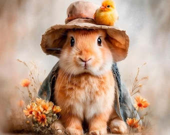 Hase mit Ente – Samtbezug – Stoff für einen Kissenbezug – verschiedene Größen