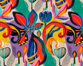 upholstery velvet - abstract colorful leaves