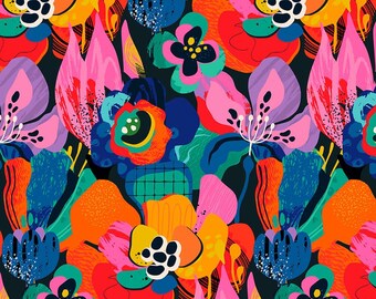 Lycra - colorful abstract flowers