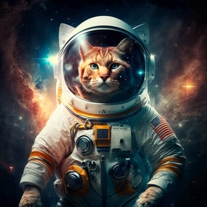 Space Cat - waterproof fabric panel for a bag