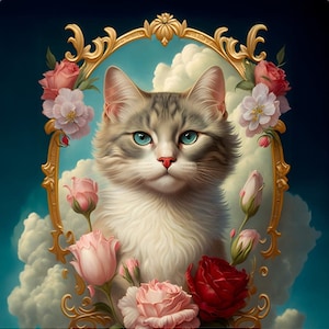 Heavenly Cat II - upholstery velvet panel - fabric for a pillowcase - different sizes