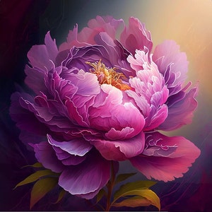Painted Peony - upholstery velvet panel - fabric for a pillowcase - different sizes