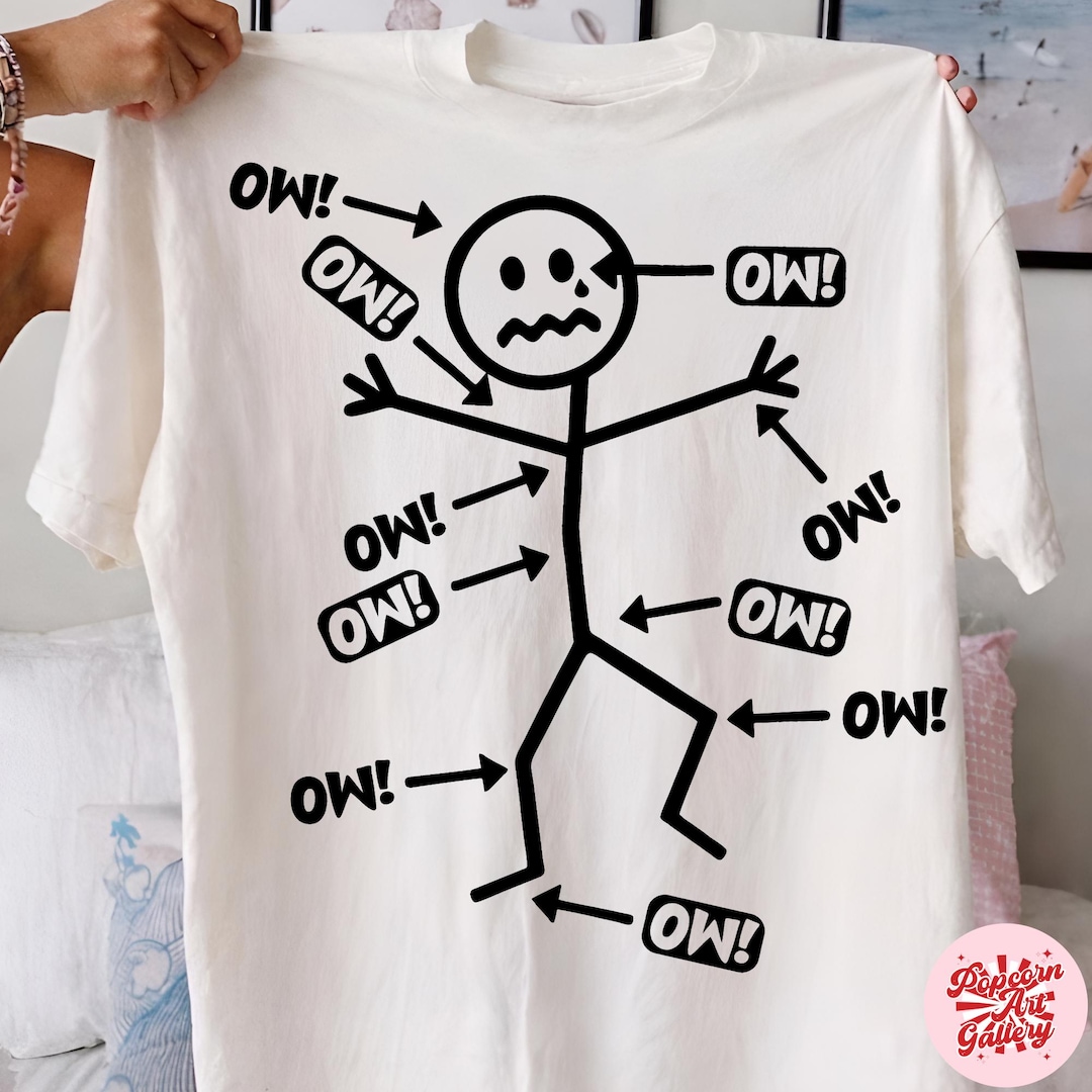 Funny Meme Stick Arrows Vintage SVG, Ow Ow Ow Stick Character Figure ...