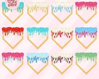 Baseball Home Plate Png Bundle - Set of 12 Waffle Designs for Drippy Icecream Drip - Drippy Baseball Plate Png Set - Retro Baseball Drip Png