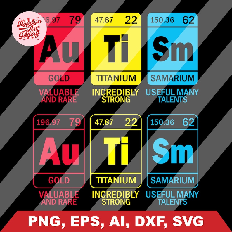 Autistic In Elements Autism Awareness Elements Periodic Table ASD Svg Png, Periodic Autism ...
