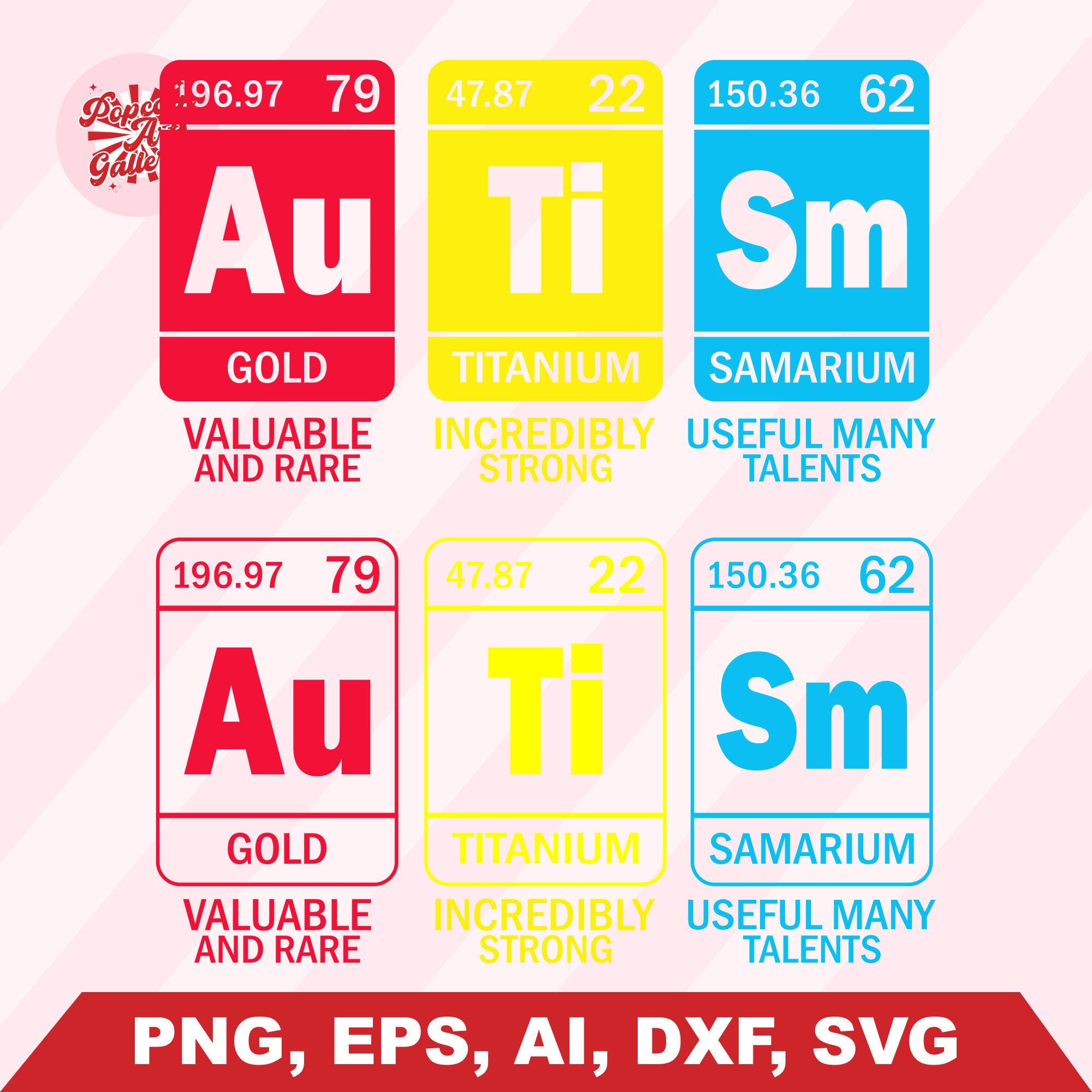Autism Awareness Elements Periodic Table ASD Svg Png, Periodic Autism ...