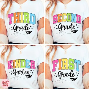Retro Back to School PNG Neon Disstressed Bundle, Coquette Kindergarten Pre-K 1st 2nd 3rd 4th Grade Png, Girly Pink Bow, Hand Drawn,Colorful
