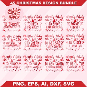 Weihnachts-Svg-Bundle, lustige Weihnachten Png, höchstwahrscheinlich, Familie Weihnachts-Svg, Dxf Eps Png, Silhouette, Cricut, digitaler Download