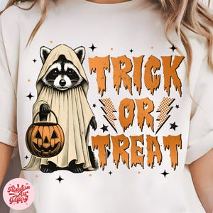Funny Halloween Feral Trick or Treat Sublimation Design, Halloween pumpkin png, Spooky Season png, Halloween png, Raccoon png, Pumpkin png