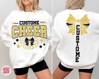 Custom Cheer Svg Png, Cheerleading Svg, Cheerleader Front Back Png, Cheer Mom Svg, Pom Poms Svg, Megaphone Svg, Personalized Cheer Svg