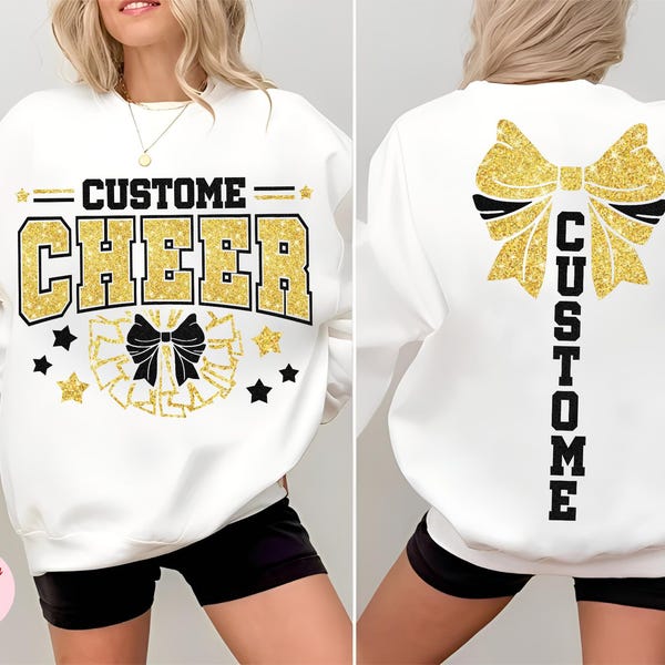 Custom Cheer Svg Png, Cheerleading Svg, Cheerleader Front Back Png, Cheer Mom Svg, Pom Poms Svg, Megaphone Svg, Personalized Cheer Svg