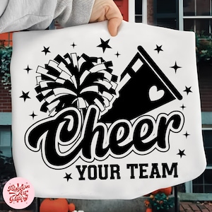 Cheer SVG, Cheerleader SVG, Cheerleading Png, Megaphone Pom Pom SVG, Cheer Team Template svg