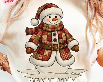 Patchwork Snowman png, Merry Christmas Png, Christmas Patchwork Png, Christmas Png, Christmas Coquette Xmas Png, Digital Download