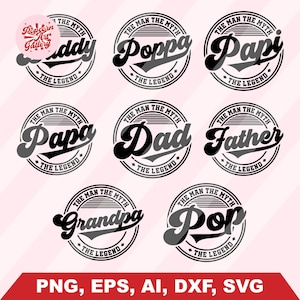 8 父の日パッチ SVG | パッチ SVG | 父の日 SVG | 父の日 | 父の日バンドル | 父の日レザーパッチ | 男の神話伝説