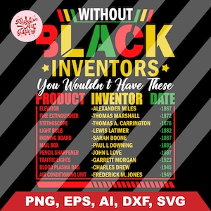 Black Inventors Black History PNG | African American SVG | Black History Month PNG | Black Culture | Black Excellence