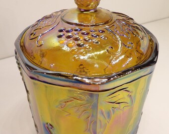 Carnival glass jar by Indiana Glass co.