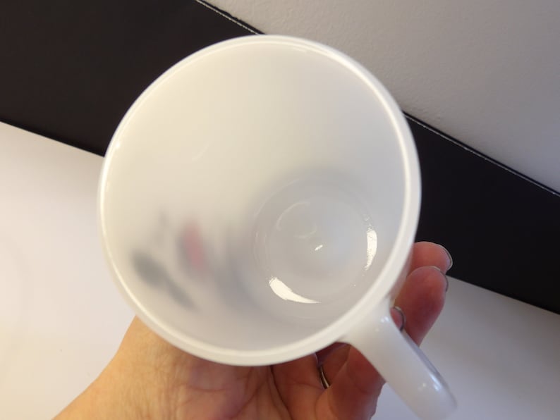 Mickey Mouse milk glass footed coffee mug with a M handle image 4