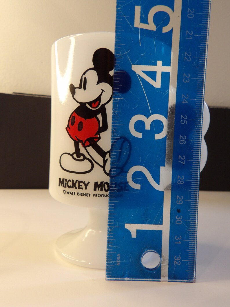 Mickey Mouse milk glass footed coffee mug with a M handle image 9