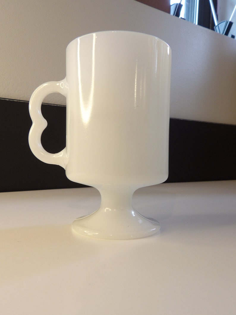 Mickey Mouse milk glass footed coffee mug with a M handle image 2