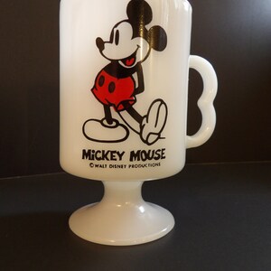 Mickey Mouse milk glass footed coffee mug with a M handle image 10