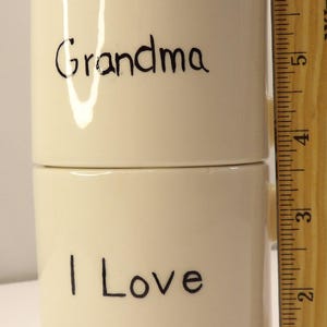 Handmade mugs for Grandma and Grandpa by Sean. Vintage 1960s