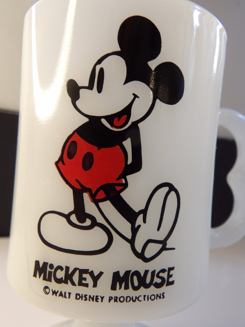 Mickey Mouse milk glass footed coffee mug with a M handle image 8