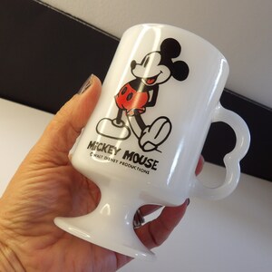 Mickey Mouse milk glass footed coffee mug with a M handle image 5