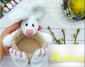 INSTRUCTIONS German Bunny Basket Easter Amigurumi Yarn Crochet Gift Decoration