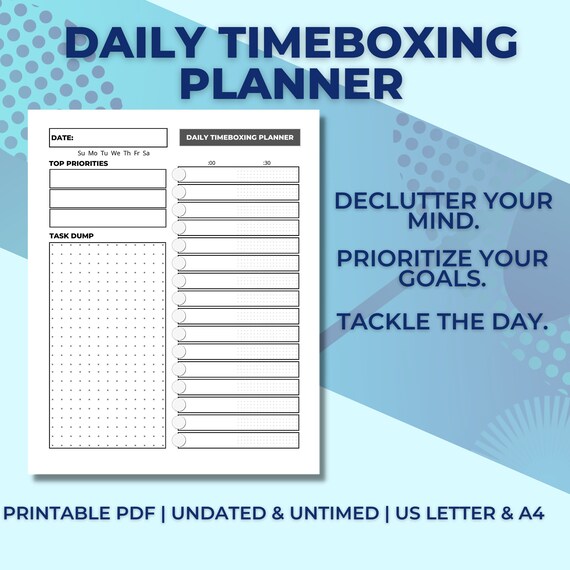 Daily Timeboxing Planner Time Box Planner and Weekly Summary Etsy