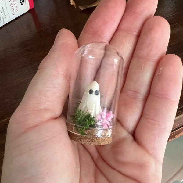 Mini Pet Ghost | Vintage Cottage Core Mini Terrarium Oddities Ogre Troll Ghoul Ghost in a jar tiny terrarium