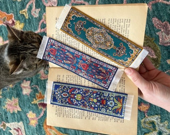 Rug Bookmark | Victorian Vintage Oriental carpet rug cottage core medival book mark tiny rug