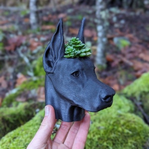 Doberman Planter, Cropped Ears Small - 5.5"H