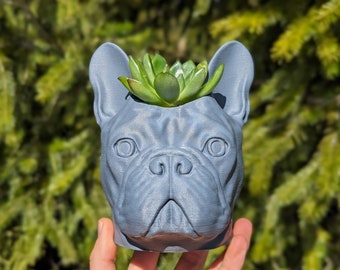 French Bulldog Planter, Made in USA Frenchie Pot with Drainage