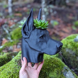 Doberman Planter, Cropped Ears Large - 9"H