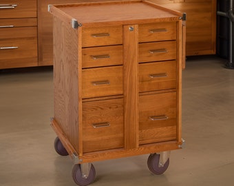 GI-R20 Oak 5-Drawer Roller Cabinet - Machinist Tool Box - Gerstner INT - Handmade