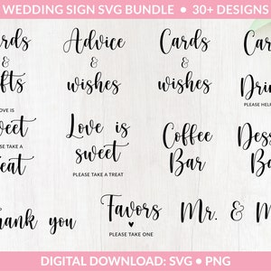 Wedding Sign Bundle, Wedding Bundle, Wedding svg, Wedding Sign svg, Cards And Gifts svg png instant download, Bride svg, Rustic wedding svg image 3