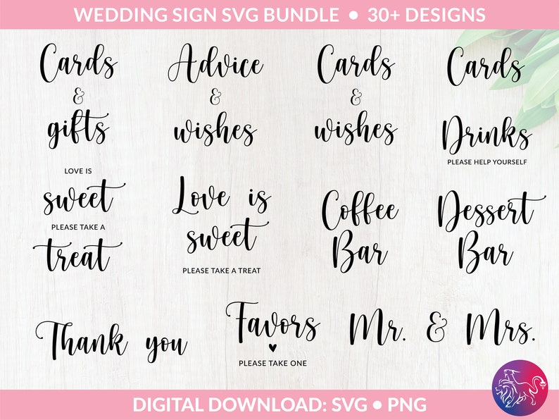 Wedding Sign Bundle, Wedding Bundle, Wedding svg, Wedding Sign svg, Cards And Gifts svg png instant download, Bride svg, Rustic wedding svg image 3