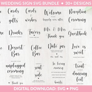 Wedding Sign Bundle, Wedding Bundle, Wedding svg, Wedding Sign svg, Cards And Gifts svg png instant download, Bride svg, Rustic wedding svg image 1